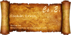 Csokán Ervin névjegykártya