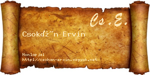 Csokán Ervin névjegykártya