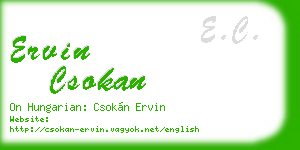 ervin csokan business card