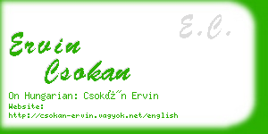 ervin csokan business card
